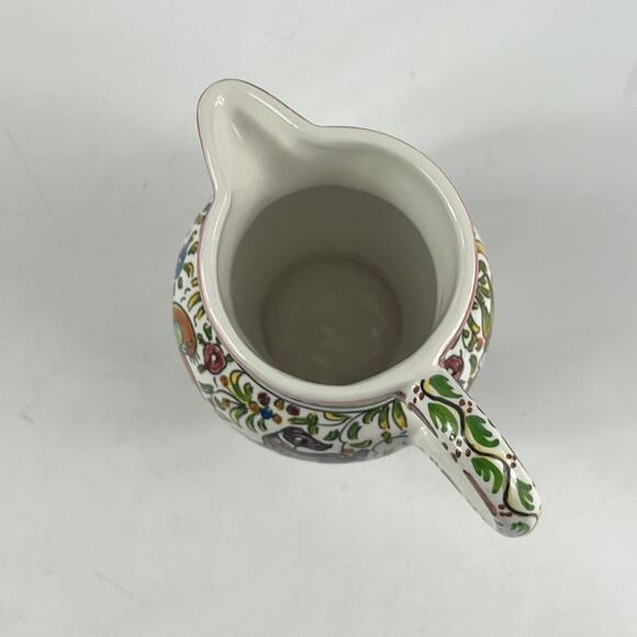 Ceramicas de Coimbra Portugal Hand Painted Small Pitcher 5.5"x5" Folk Art XVII - Picture 6 of 12